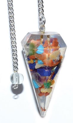 (image for) 6-sided Seven Chakra Orgone pendulum