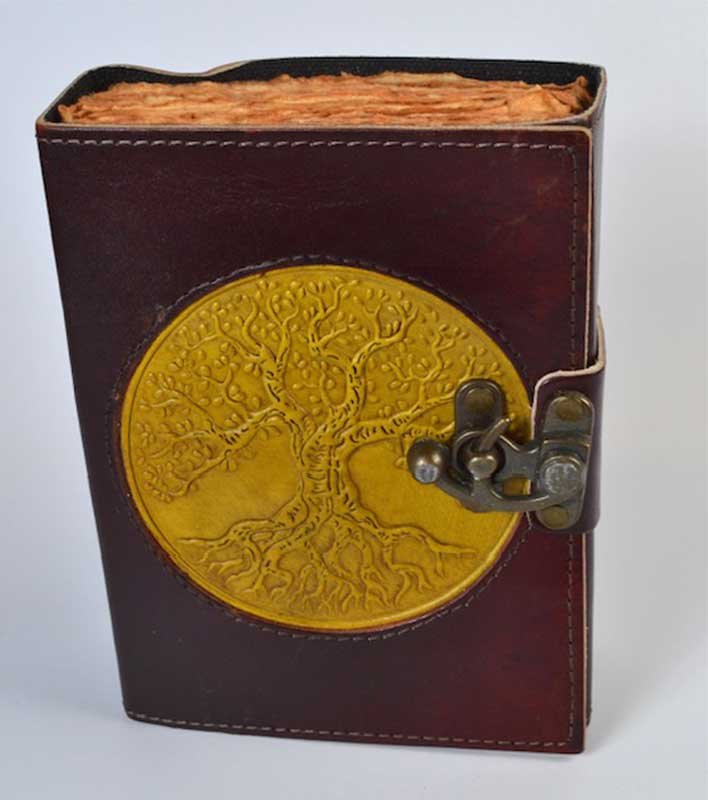 (image for) Tree of Life aged looking paper leather w/ latch