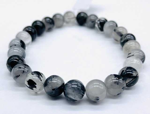 (image for) 5-6mm Quartz W Black Rutile bracelet