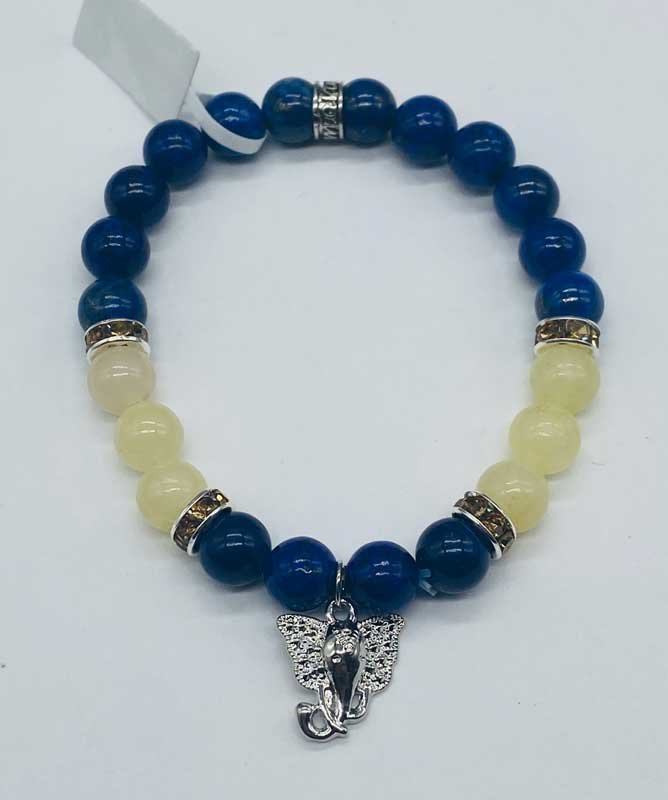 (image for) 8mm Lapis, Honey Jade, Ganesha bracelet